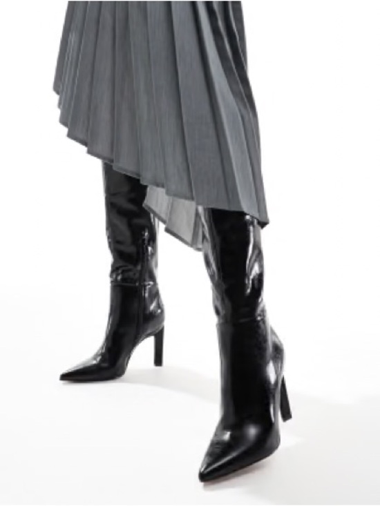 ASOS Shoes - ASOS Design Cancun Knee High Patent Boot Black Size 7